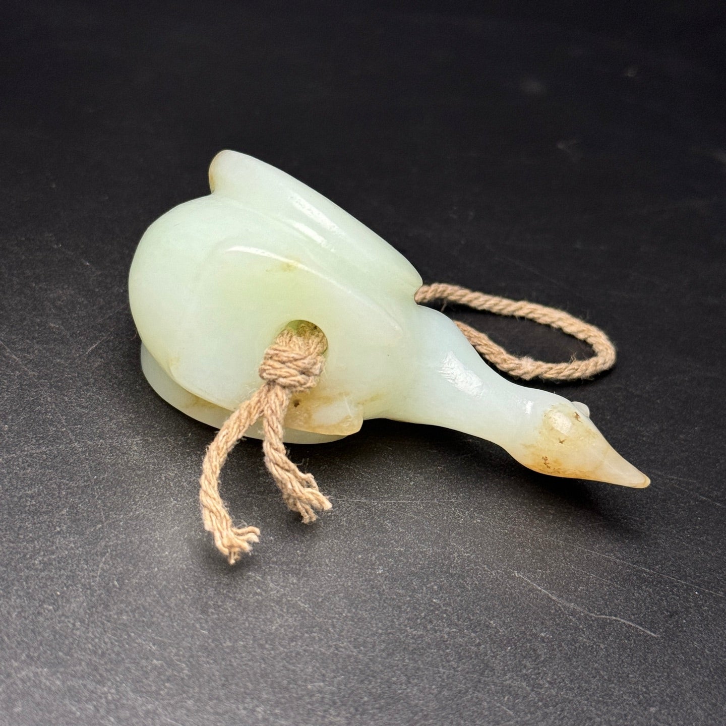 A2253 Chinese Natural Hetian Jade Carved Swan Statue