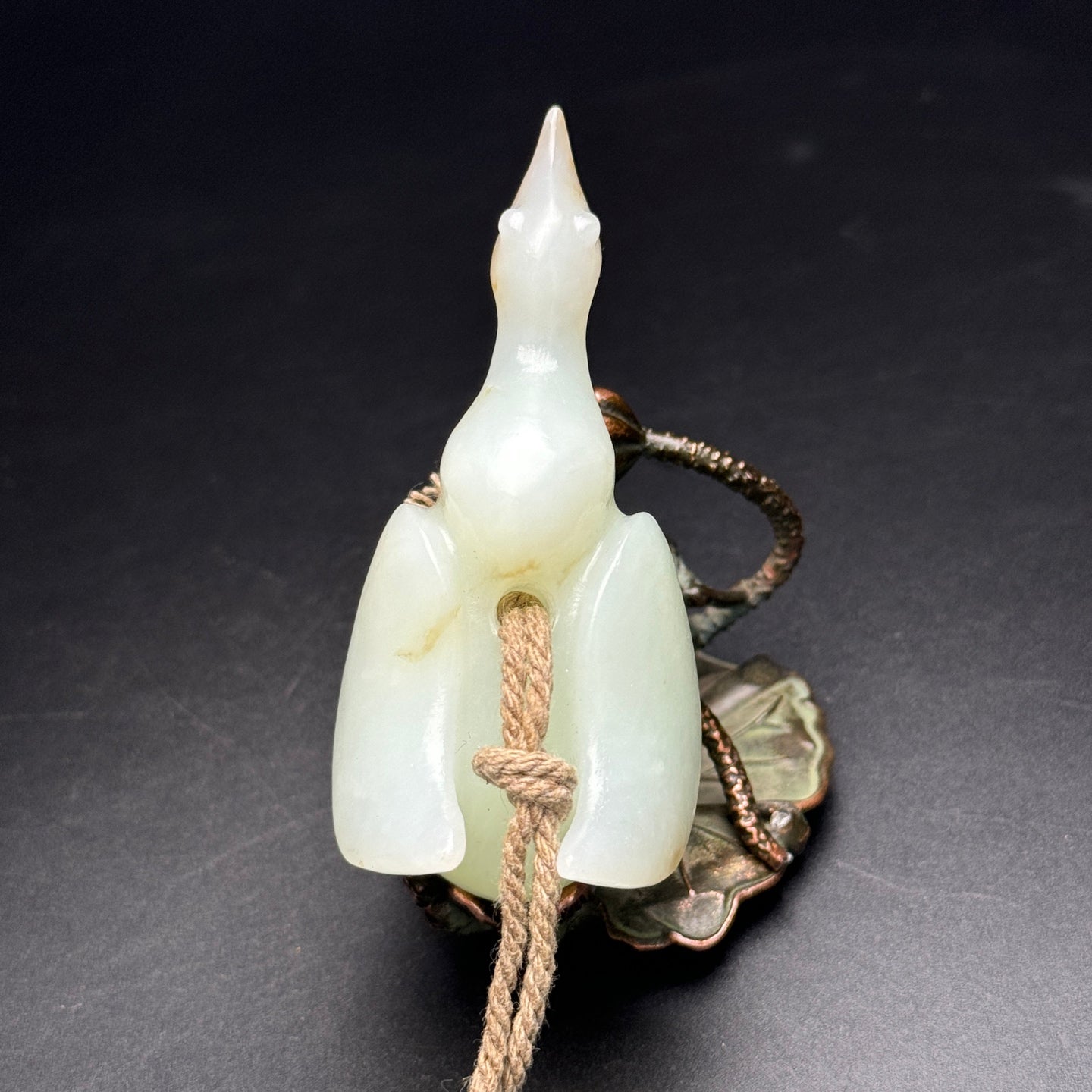 A2253 Chinese Natural Hetian Jade Carved Swan Statue