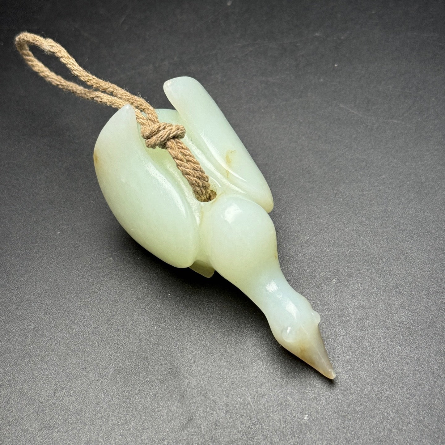 A2253 Chinese Natural Hetian Jade Carved Swan Statue