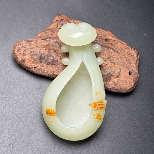 A2259 Chinese Natural Hetian Jade Carved Ruyi Brush Washer