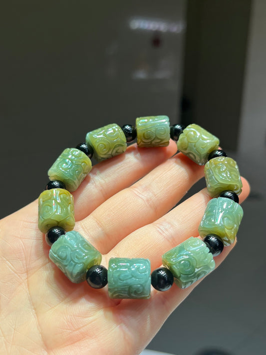 A2261 Hand Woven Beautiful Jadeite Beads Bracelet
