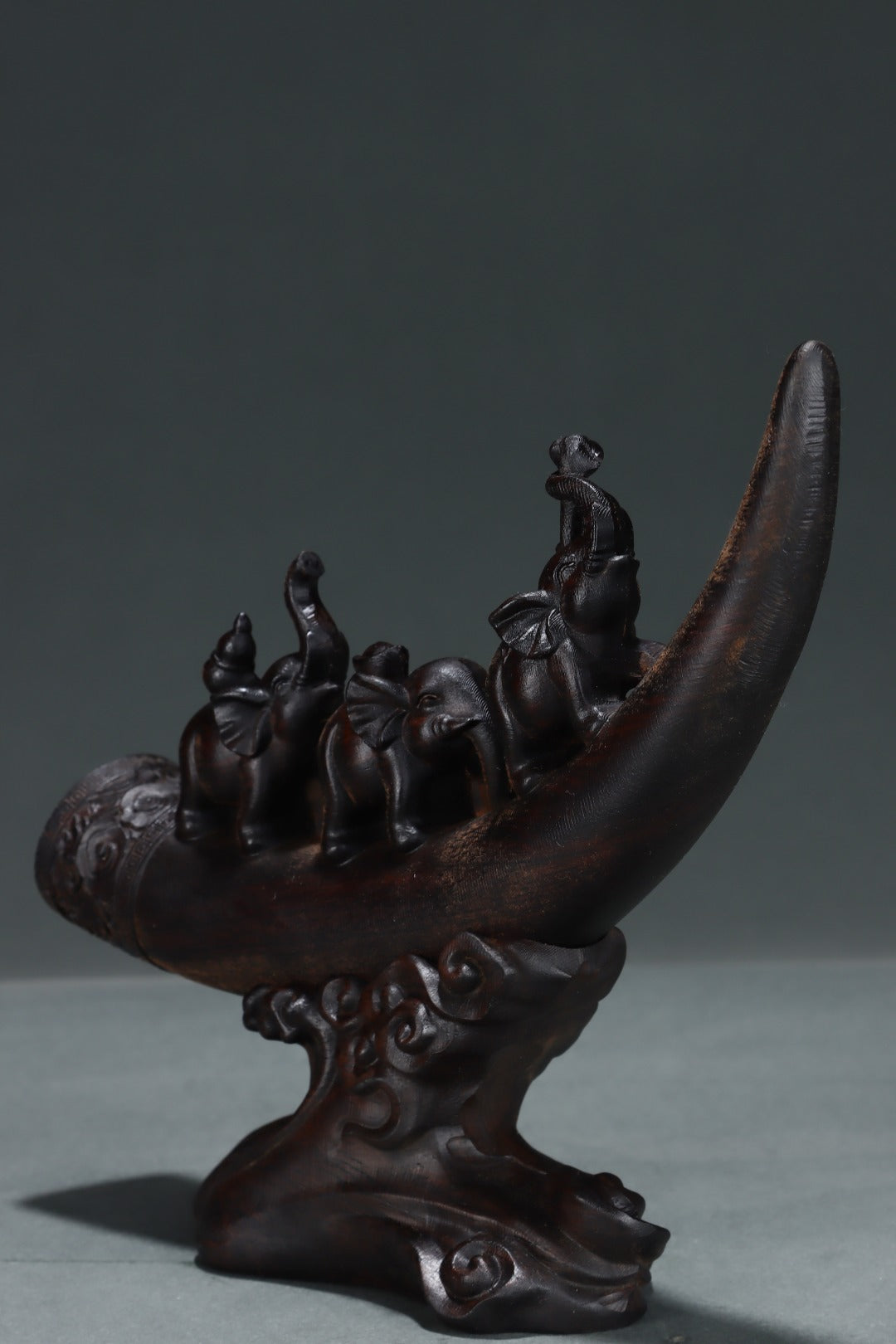 A2262 Vintage Chinese Chenxiang Wood Carved Elephant Statue
