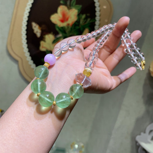 A2273 Beautiful Fluorite &amp; White Cystal Beads Pendant