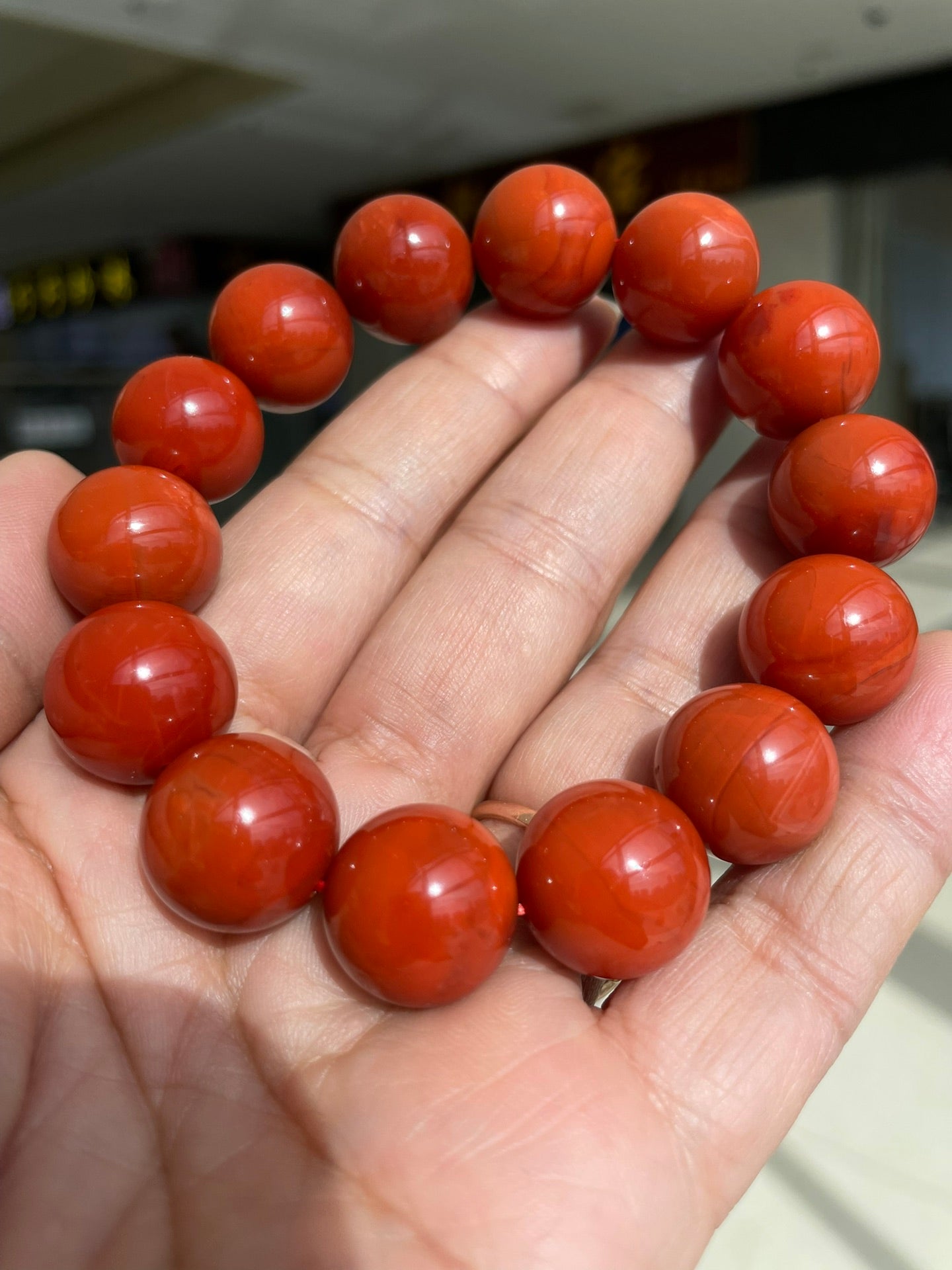 A2278 Hand Woven Beautiful Chinese Nanhong Agate Beads Bracelet