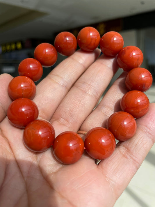A2278 Hand Woven Beautiful Chinese Nanhong Agate Beads Bracelet