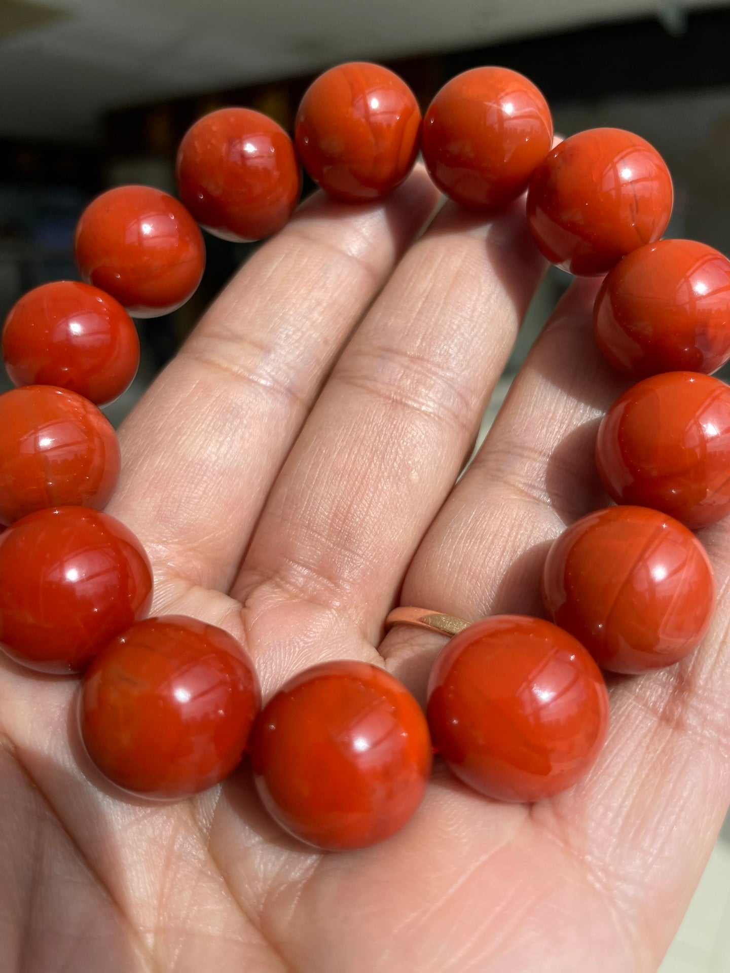 A2278 Hand Woven Beautiful Chinese Nanhong Agate Beads Bracelet