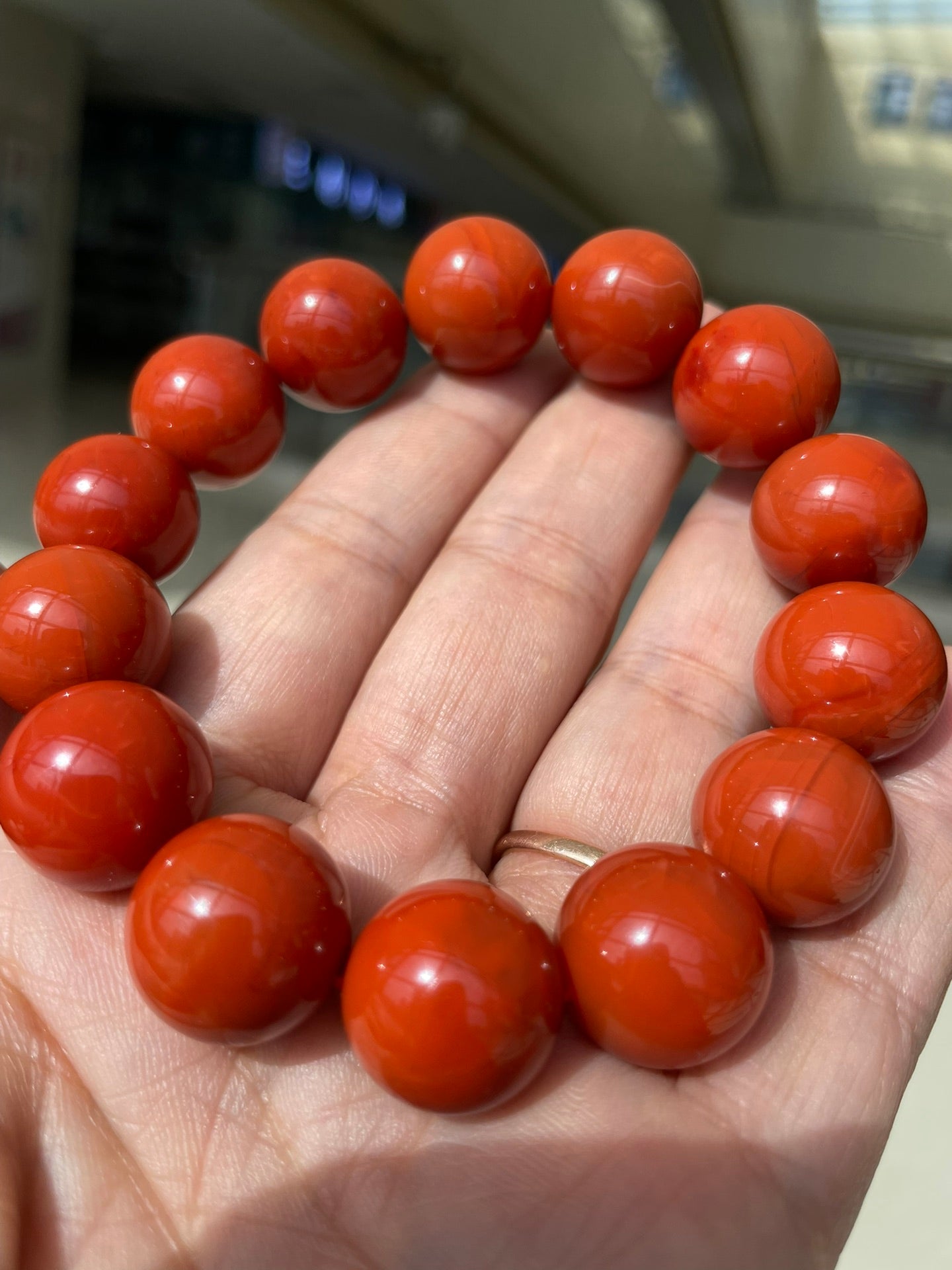 A2278 Hand Woven Beautiful Chinese Nanhong Agate Beads Bracelet