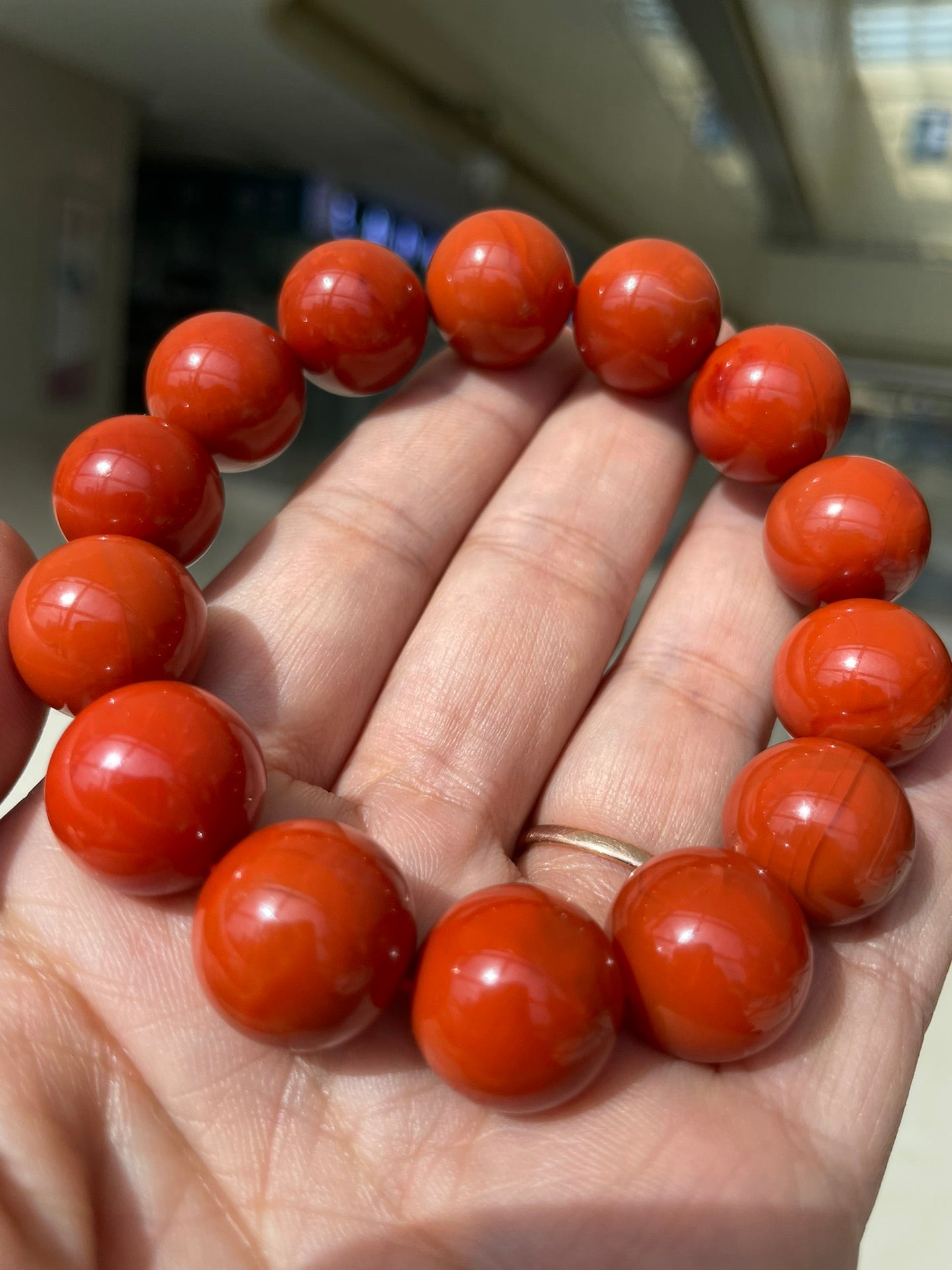 A2278 Hand Woven Beautiful Chinese Nanhong Agate Beads Bracelet