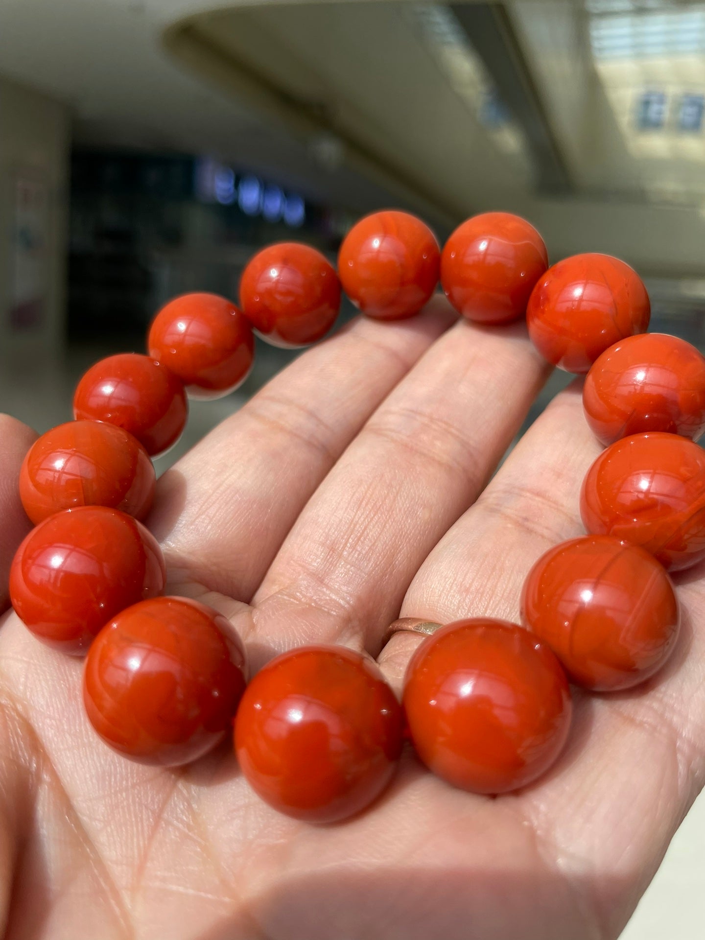 A2278 Hand Woven Beautiful Chinese Nanhong Agate Beads Bracelet