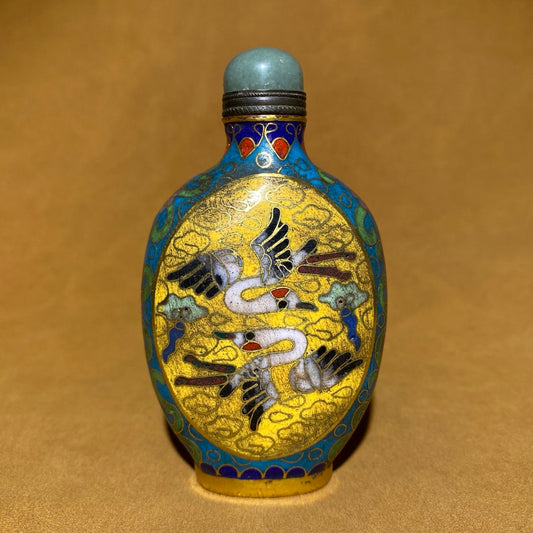 A2298 Vintage Chinese Copper Cloisonne Snuff Bottle
