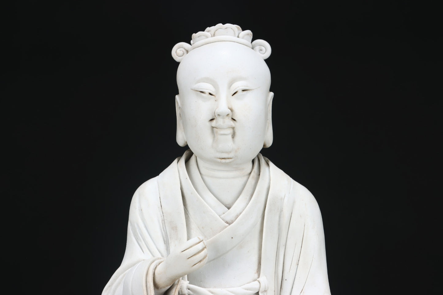 A2303 Vintage Chinese White Glaze Hutian Kiln Figure Porcelain Statue