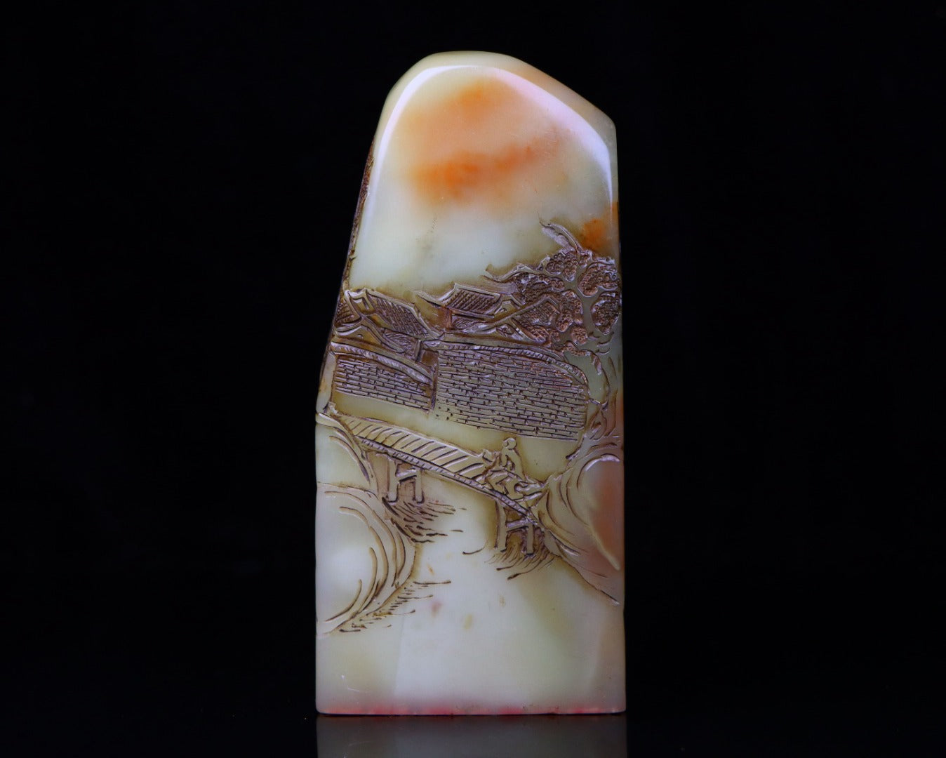 A2306 Vintage Chinese Shoushan Stone Low Relief Figure Design Seal