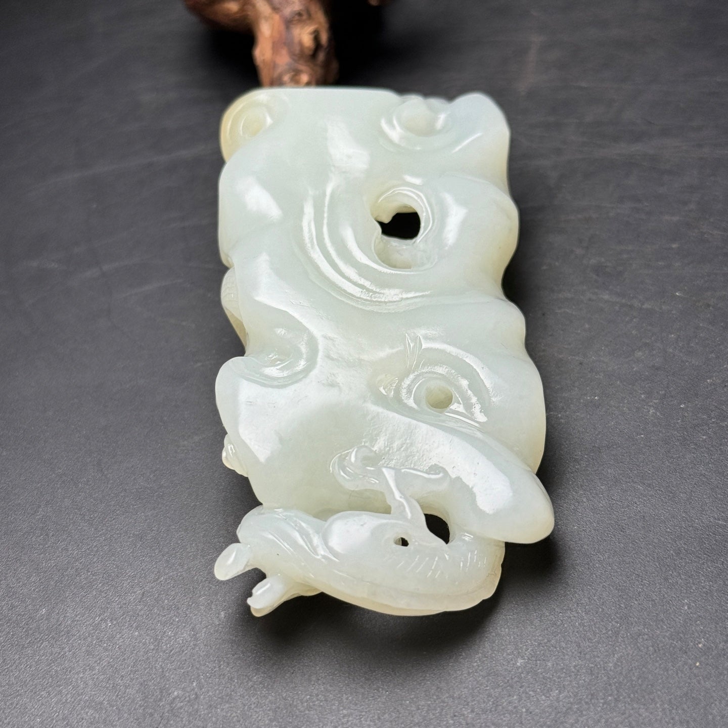 A2337 Superb Chinese Hetian Jade Carved Fortune Dragon Pendant