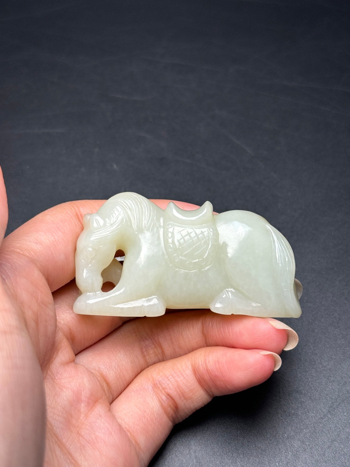 A2348 Superb Chinese Hetian Jade Carved Fortune Horse Pendant