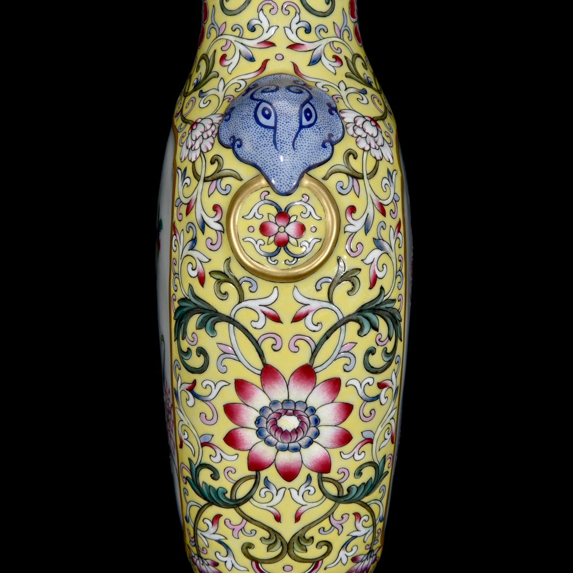 A2361 Chinese Gilt Edge Famille Rose Flowers Design Porcelain Vase