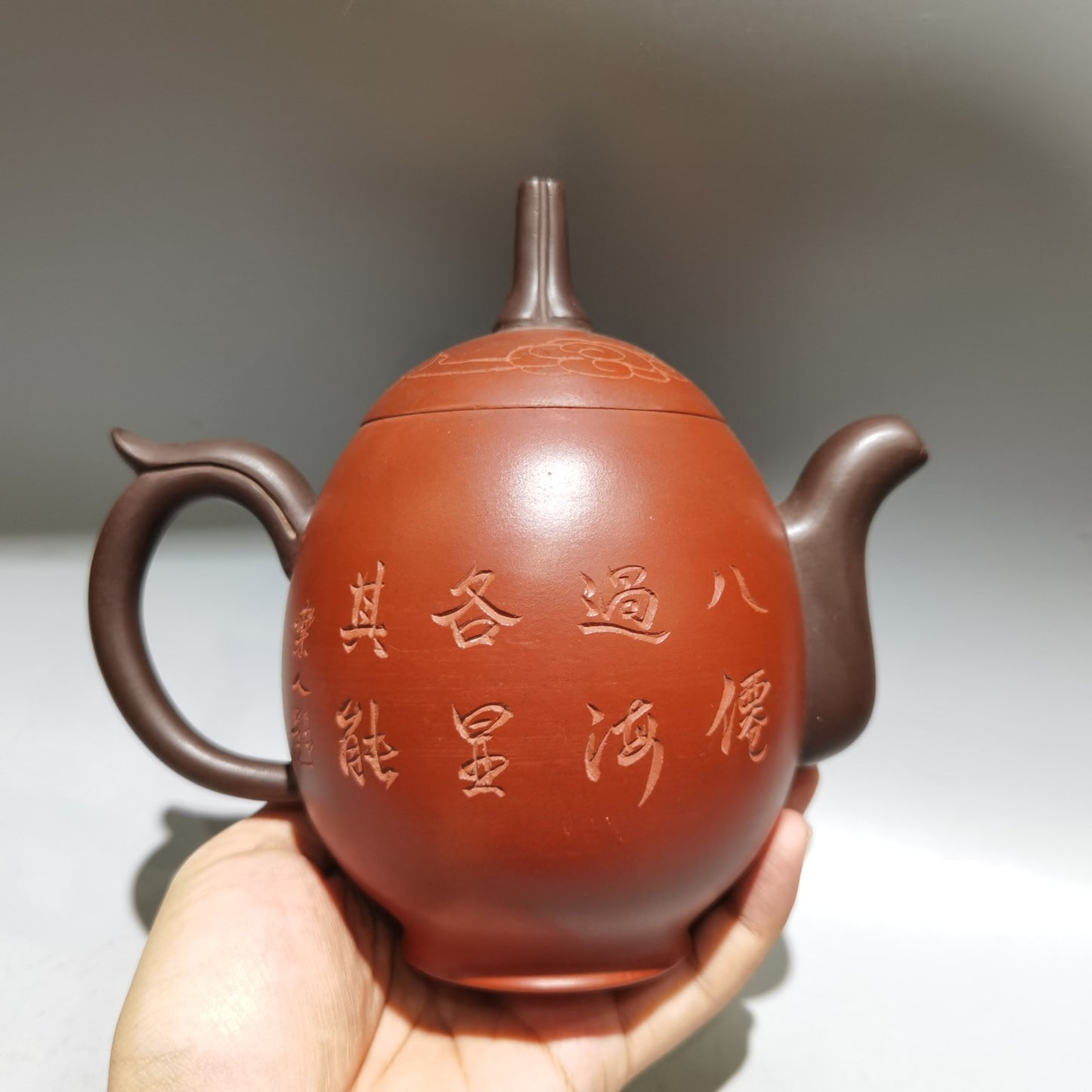 A2362 Chinese Yixing Zisha Clay Eight Taoism Deity Teapot w Artist Signed