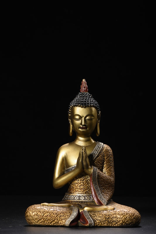 A2393 Vintage Gilt Gold Copper Siddhartha Buddha Statue