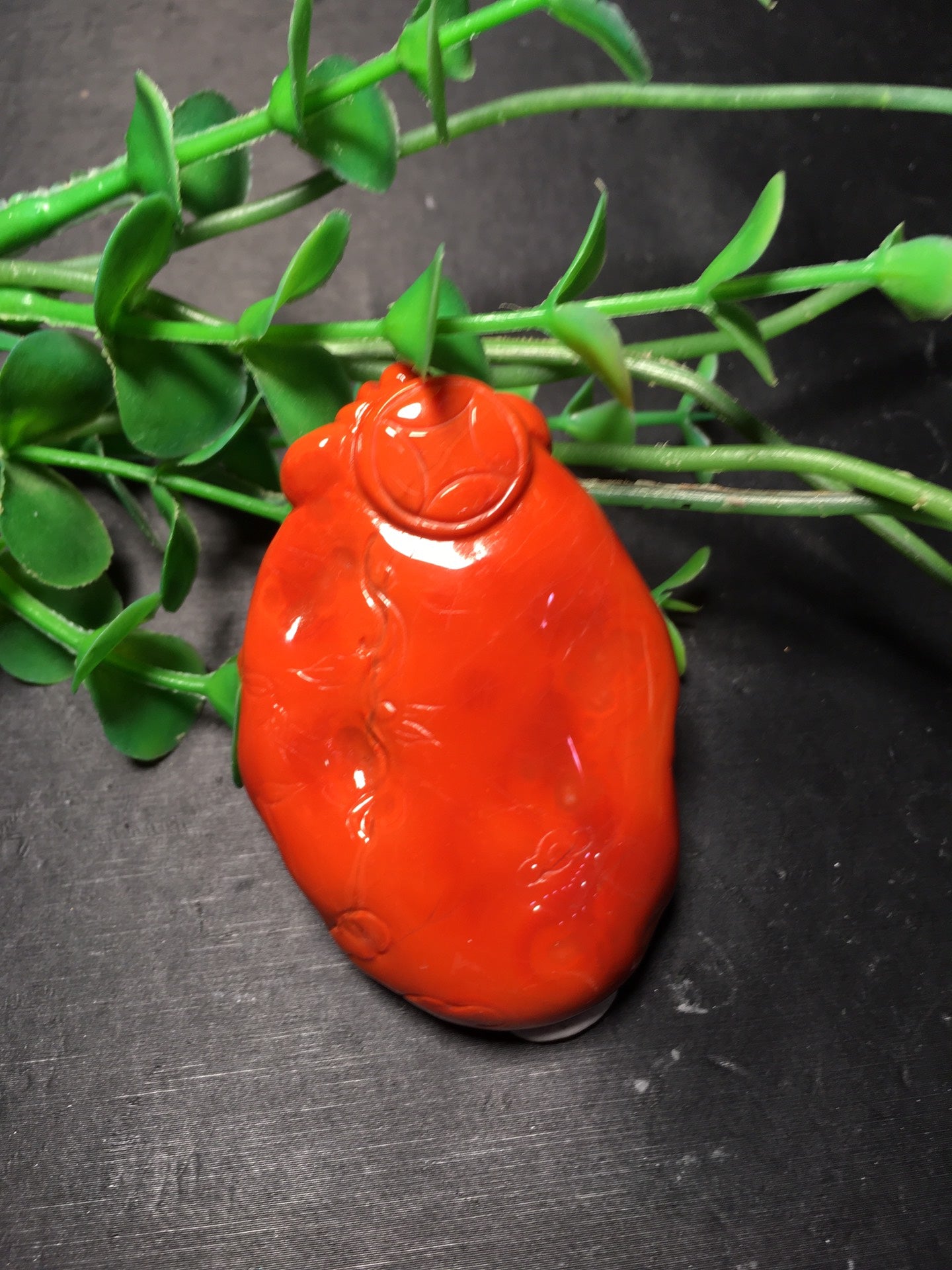 A2398 Beautiful Nanhong Agate Carved Fortune Taoism Deity Pendant