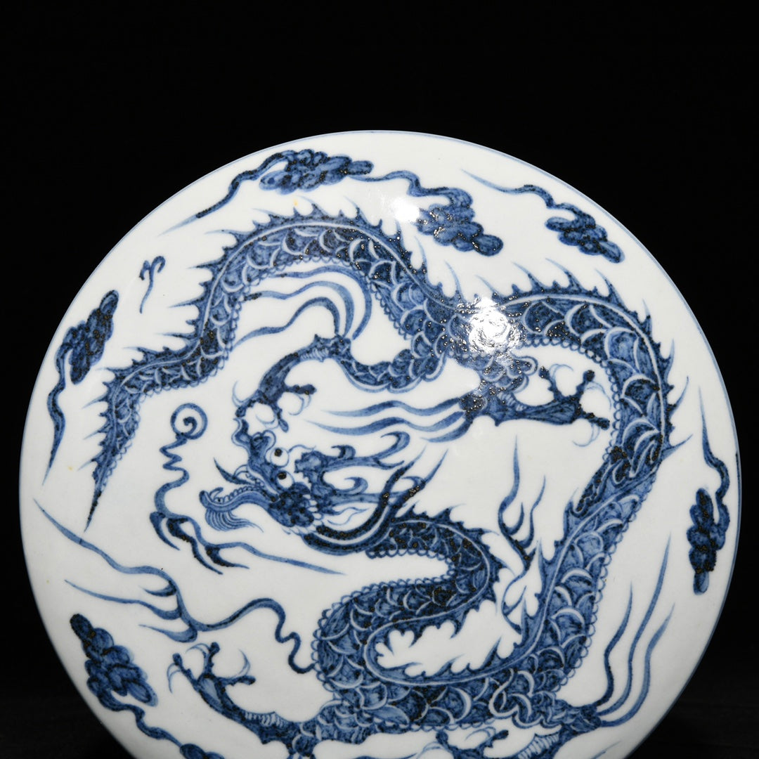 A2405 Chinese Blue And White Porcelain Fortune Dragon Design Box