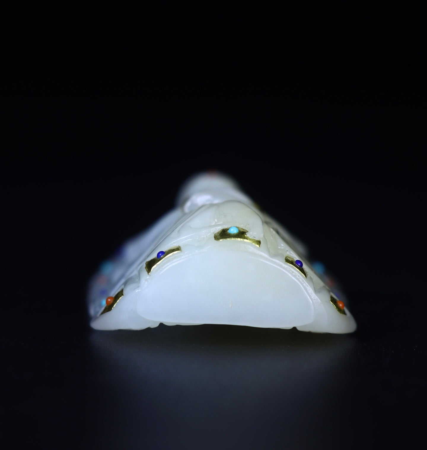 A2417 Superb Chinese Gilt Gold White Hetian Jade Carved Kwan-yin Pendant