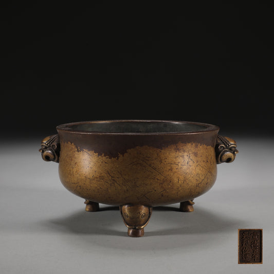 A2431 Vintage Chinese Copper 3 Leg Incense Burner