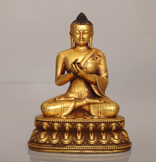 A2438 Vintage Gilt Gold Copper Siddhartha Buddha Statue