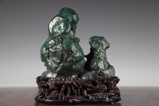 A2440 Vintage Malachite Original Stone Statue