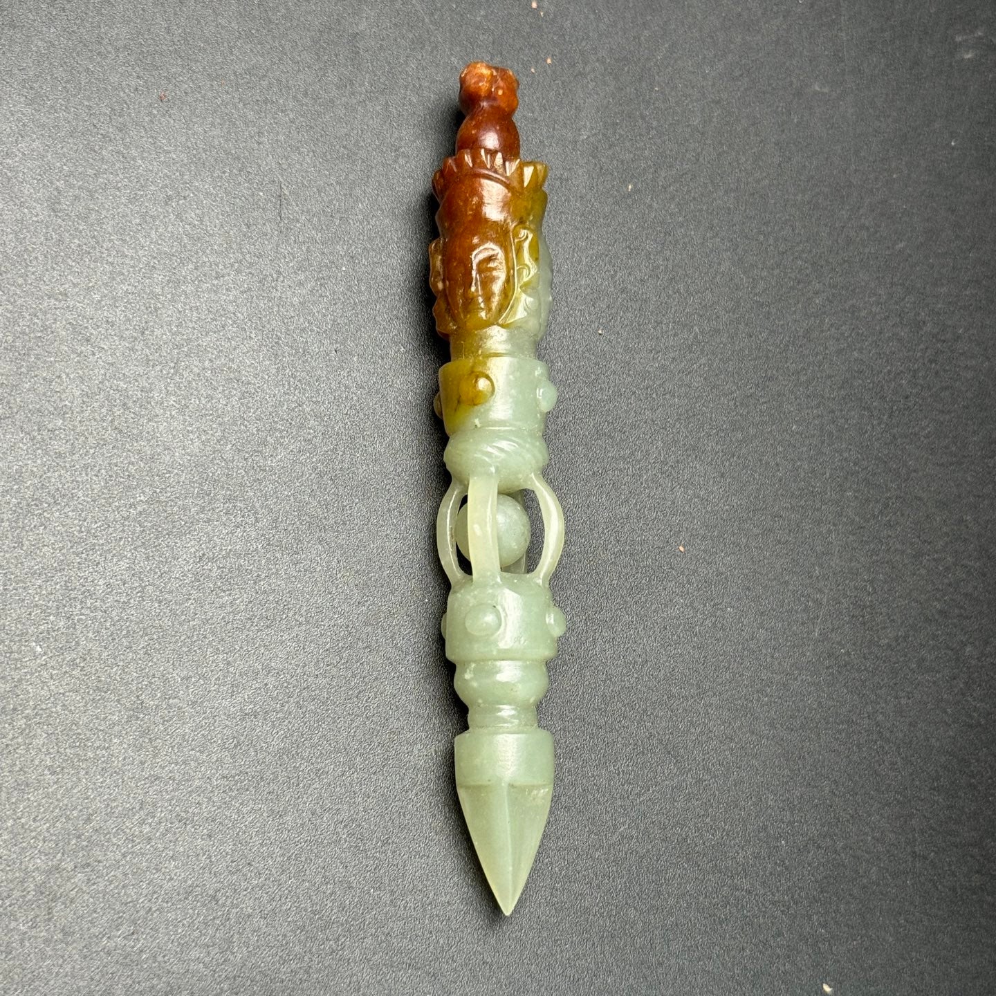 A2450 Chinese Hetian Jade Carved Pestle Xiangmo Statue