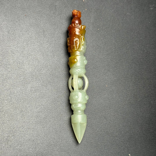 A2450 Chinese Hetian Jade Carved Pestle Xiangmo Statue