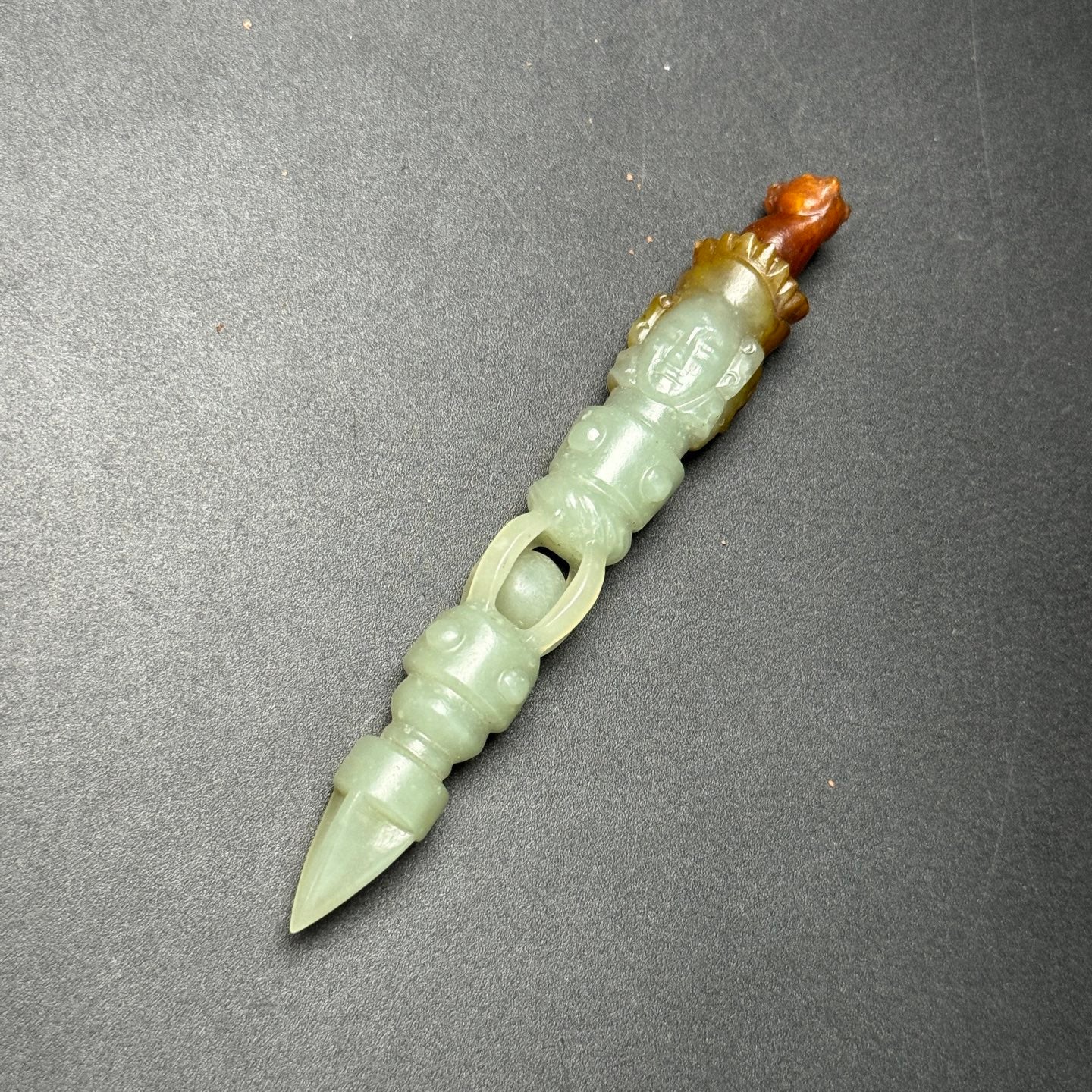 A2450 Chinese Hetian Jade Carved Pestle Xiangmo Statue