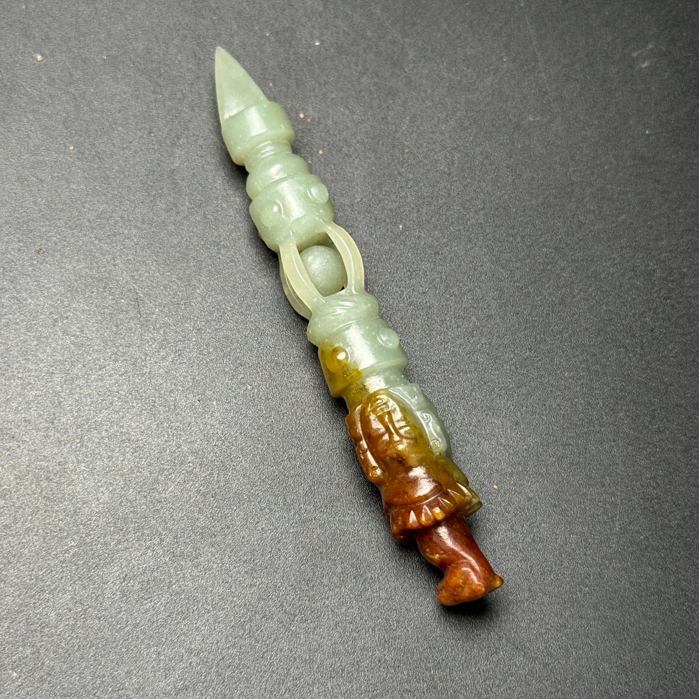 A2450 Chinese Hetian Jade Carved Pestle Xiangmo Statue