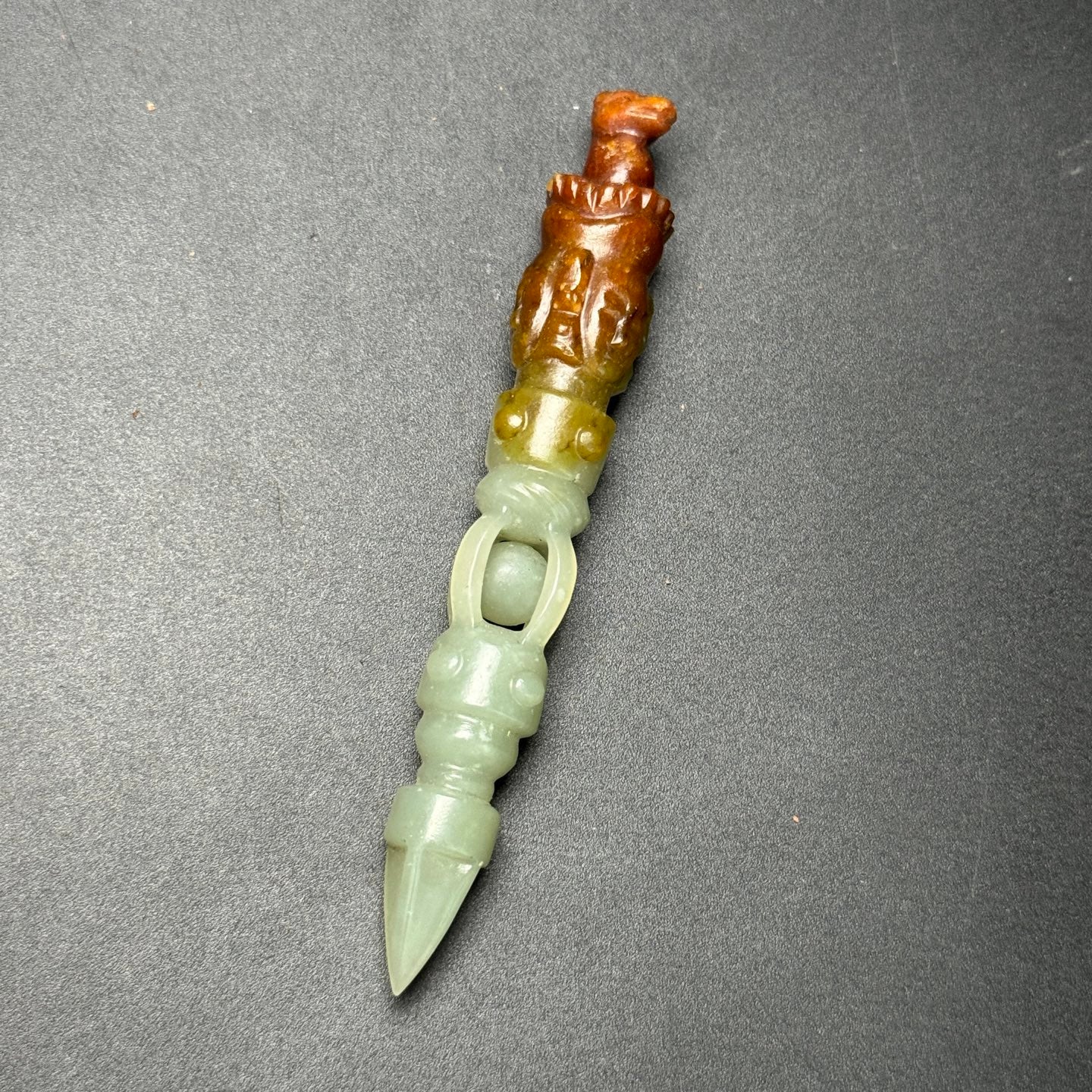 A2450 Chinese Hetian Jade Carved Pestle Xiangmo Statue