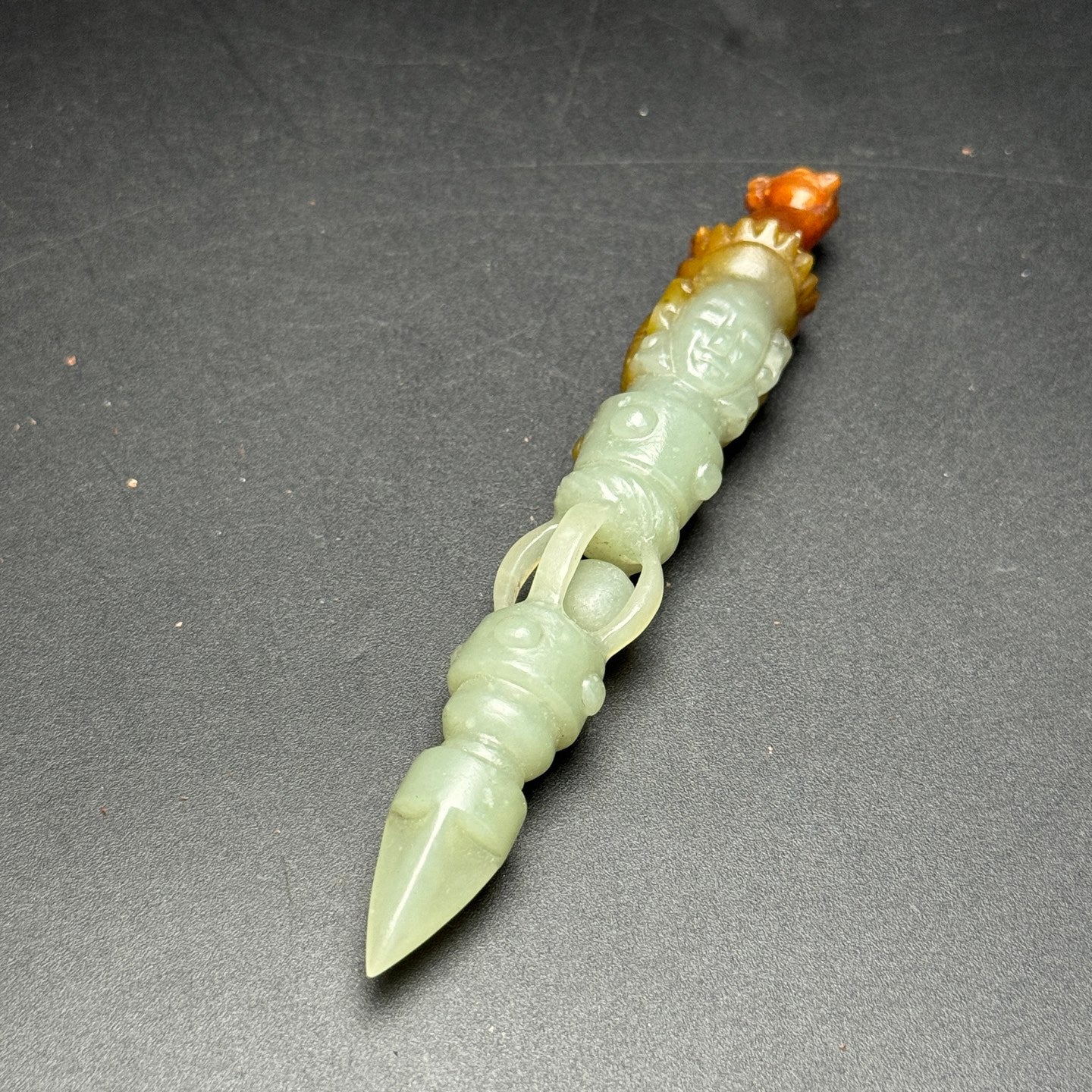 A2450 Chinese Hetian Jade Carved Pestle Xiangmo Statue