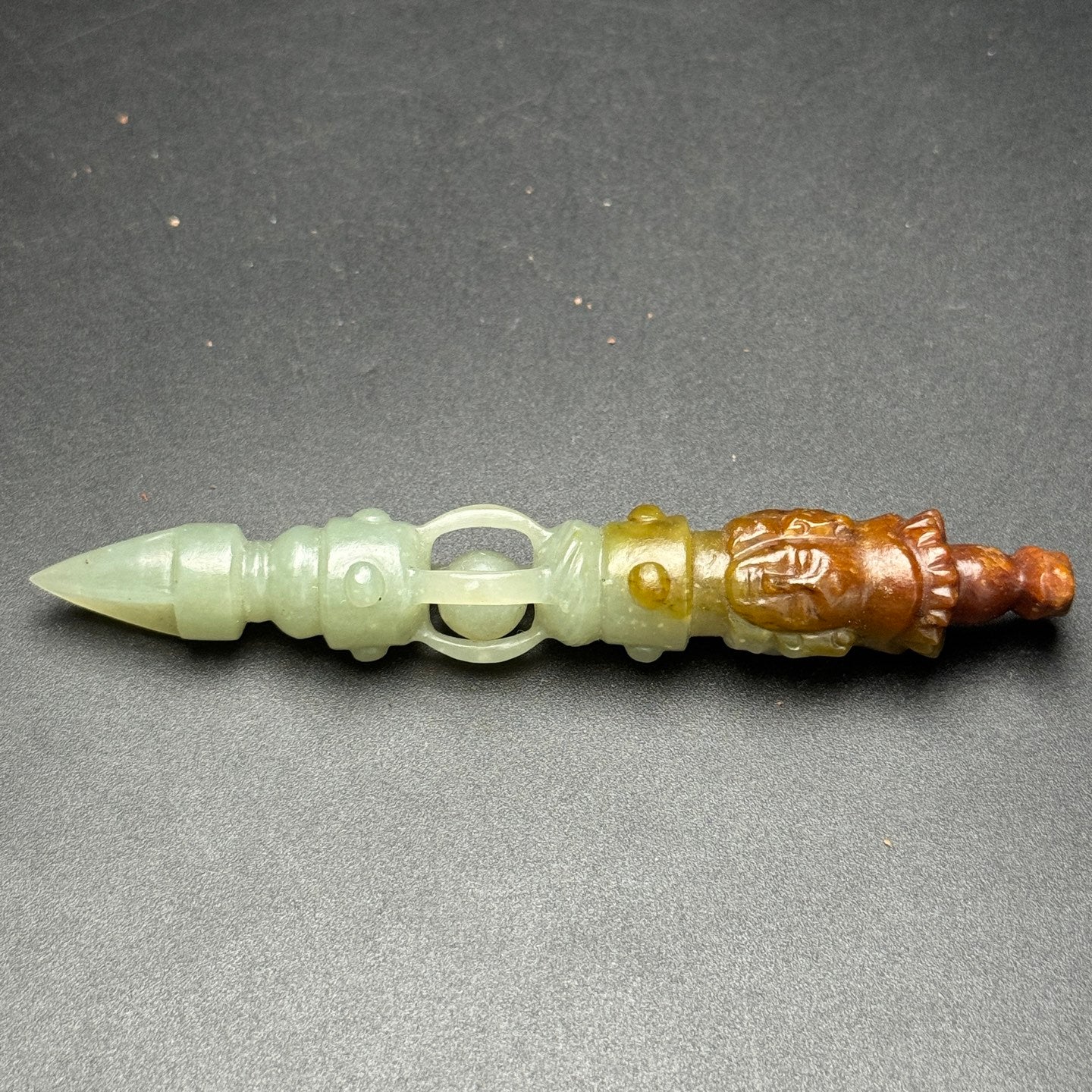 A2450 Chinese Hetian Jade Carved Pestle Xiangmo Statue