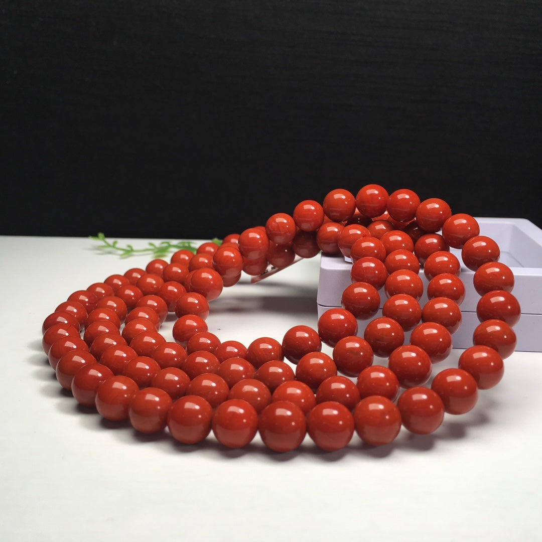 Chinese Natural Nanhong Agate Beads Bracelet w 7 to 8 mm Bead
