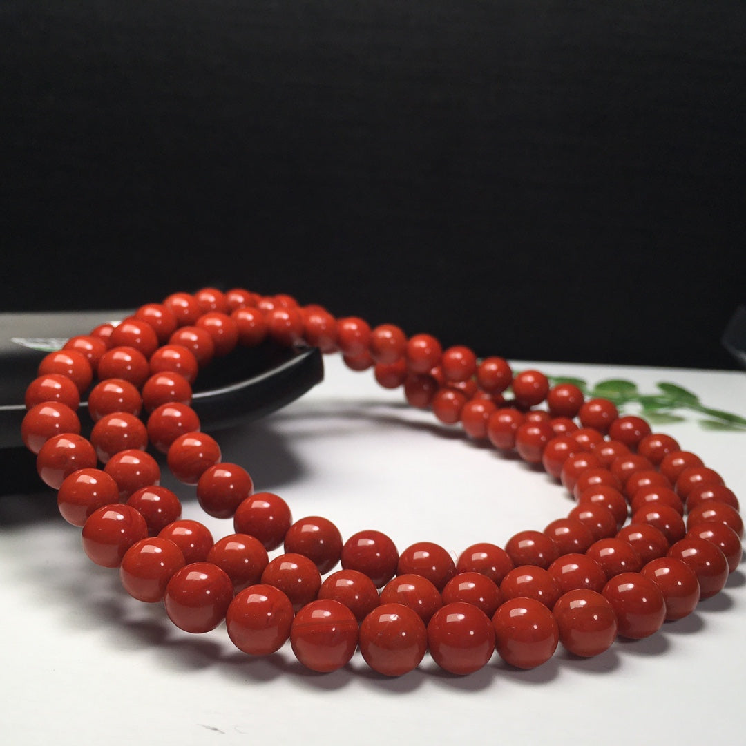 Chinese Natural Nanhong Agate Beads Bracelet w 7 to 8 mm Bead