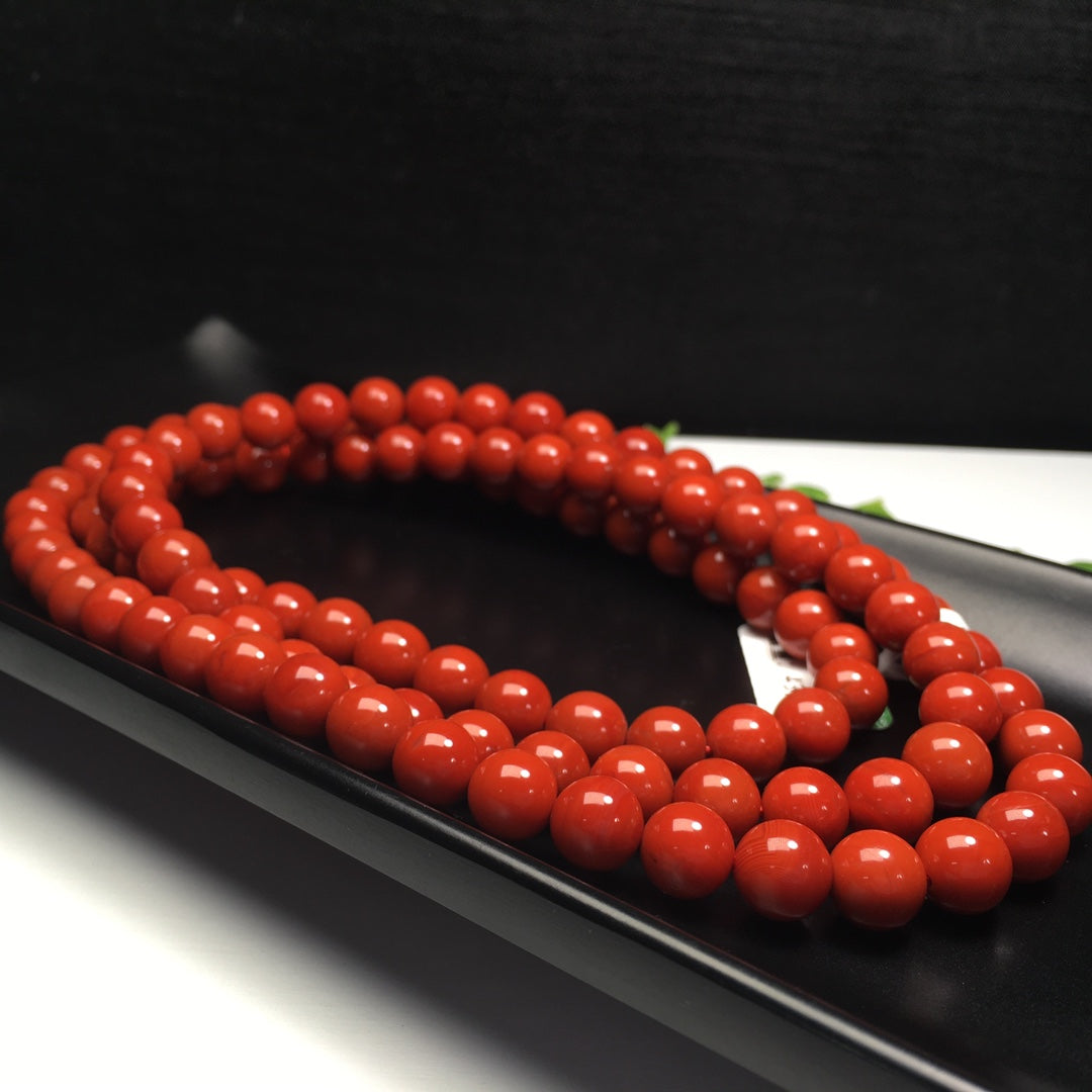 Chinese Natural Nanhong Agate Beads Bracelet w 7 to 8 mm Bead