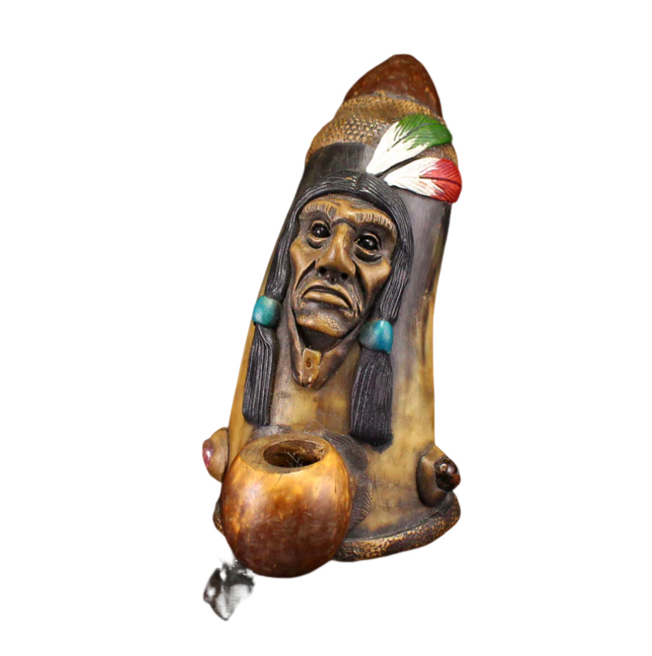 Vintage Native American Ox Horn Statue
