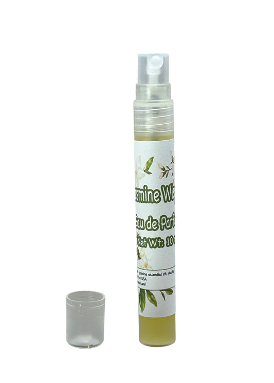 Jasmine Whisper Eau de Parfum - 10ml Natural Spray w 20% Pure India Jasmine Essential Oil Elegant, Long-Lasting Aroma Bottled in USA P006B