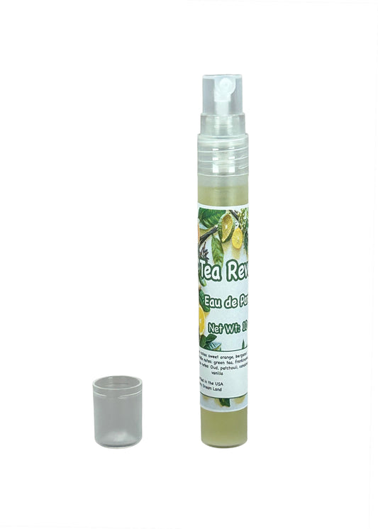 Tea Reverie Eau de Parfum-10ml Natural Spray Green Tea, Sweet Orange, Frankincense, Bergamot, Lemon, Oud, Patchouli, Sandalwood P007B