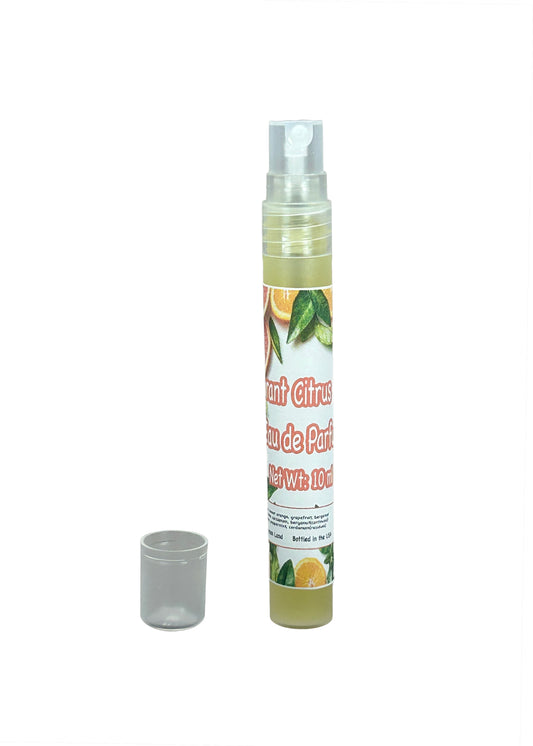 Vibrant Citrus Glow Eau de Parfum 10ml Natural Spray - Sweet Orange, Grapefruit, Bergamot, Cardamom, Peppermint, Bottled in USA P011B