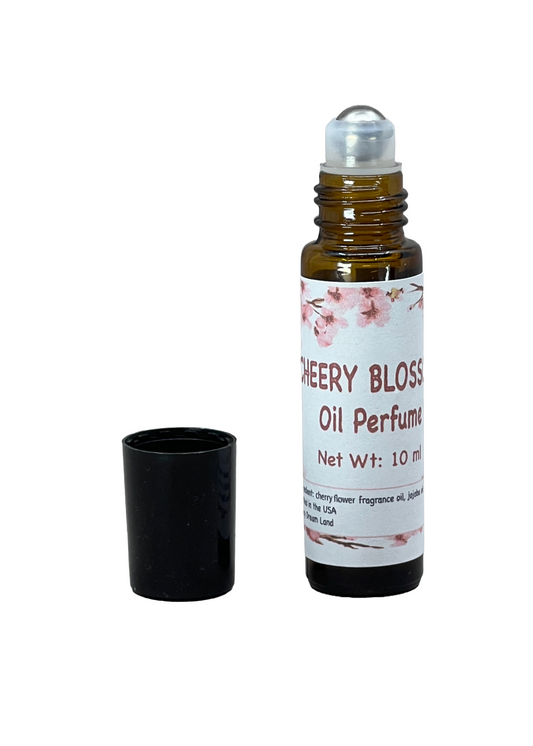 Cherry Blossom Oil Perfume Roll-on - Romantic Floral Scent | Natural Botanical 20% Fragrance Oil, Jojoba Oil, 10ml, Alcohol-Free, P002