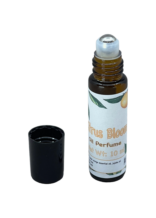 Citrus Bloom Oil Perfume Roll-on - Sweet Orange Essential Oil | Natural Botanical 10ml 20% Oil + Jojoba Oil | Fresh Fruity Gift P004A