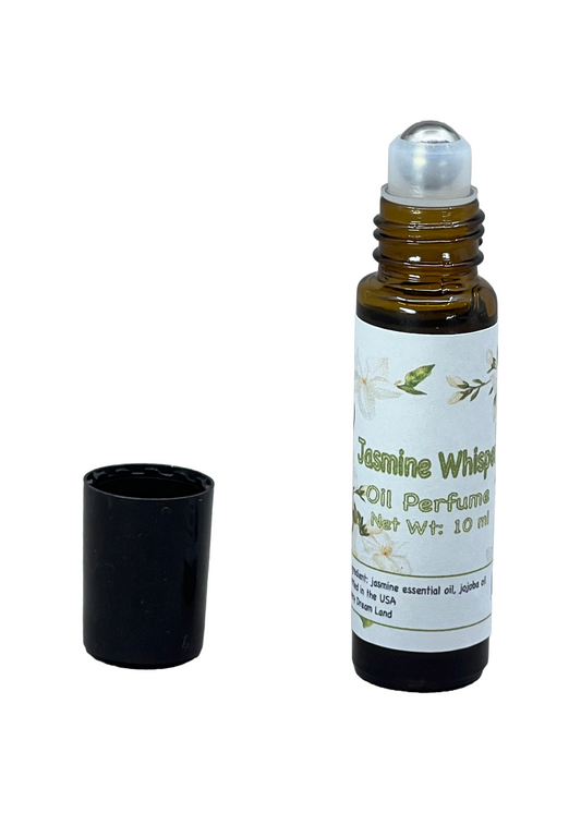 Jasmine Whisper Oil Perfume Roll-on - 10ml Floral Scent w 20% Jasmine Essential Oil, Jojoba | Elegant, Long-Lasting Aroma P006A