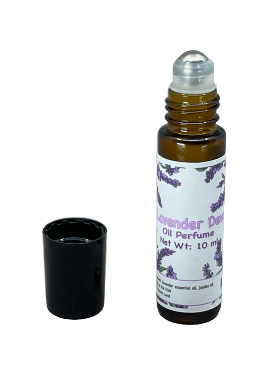 Lavender Dew Oil Perfume Roll-On - Relaxing 10ml Scent w Natural Botanical 20% Essential Oil, Jojoba| Calming Aromatherapy Gift P003A