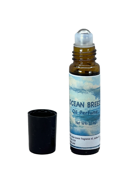 Ocean Breeze Oil Perfume Roll-On - Fresh Coastal Scent | 10ml w 20 Fragrance Oil, Jojoba | Clean Summer Seaside Aroma P005A