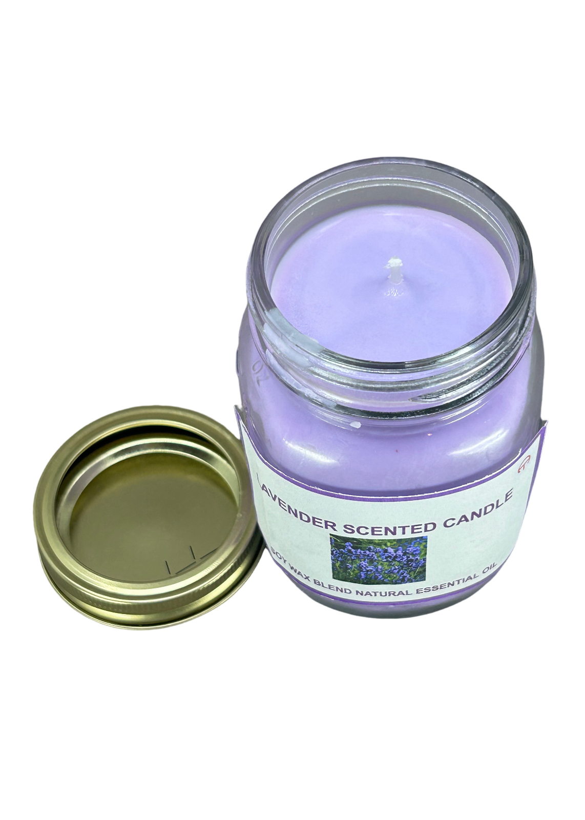 QR026 2.5% Purple Lavender Scented Soy Wax Candle 14oz Jar