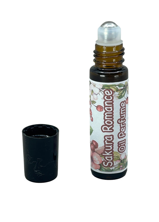 Sakura Romance Perfume Oil-Cherry Blossom Roll On Fragrance w Rose, Vanilla, Sandalwood- Natural Botanical & Alcohol-Free P010A