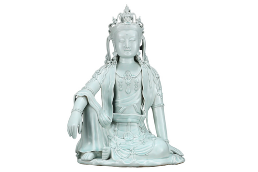 A1555 Chinese Hu Tian Kiln Porcelain Kwan-yin Statue