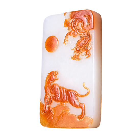 A1120 Superb Chinese Hetian Jade Carved Tiger Pendant